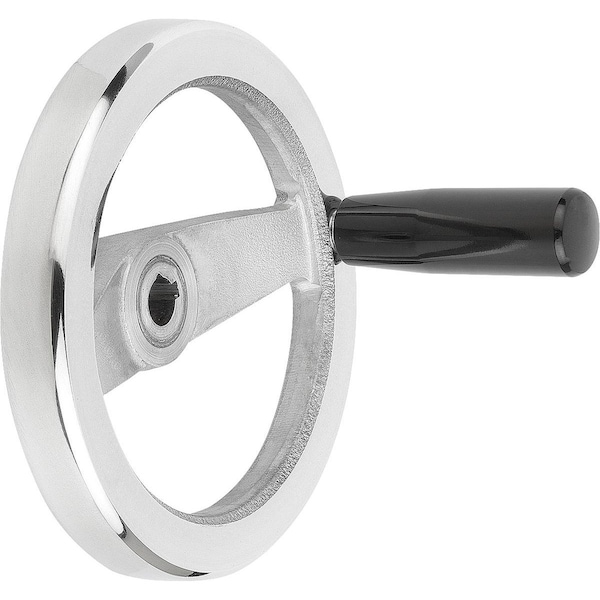 2-Spoke Handwheel D1=100 Reamed W Slot D2=10H7, B3=3, T=11, 4, Aluminum, Comp:Thermoset, Revol Grip